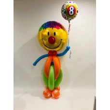 Awesome Stand Up Clown Holding a #8 Printed Balloon
