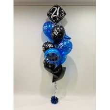 21st Foil, Happy Birthday Foil, Prints and Stars (Black & Blue)