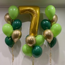 Bouquets and a Number Bouquet (7, Green & Gold)
