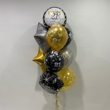 21st Foil, Happy Birthday Foil, Prints and Stars (Black & Gold)